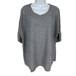 Chico's Womens Gray Textured Knit Tunic Top With Elbow Sleeves Size 3 US XL